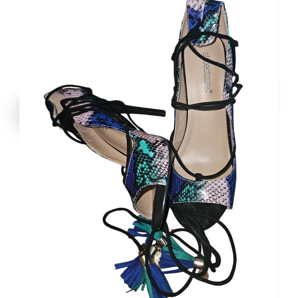 💖▶️Shoe Dazzle Stylish Women's Multicolor Lace-Up Heels